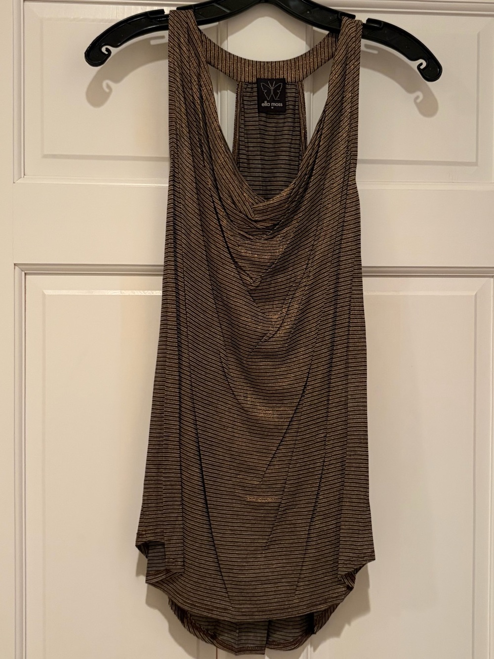 Ella Moss Brown and Gold Striped Draped Cowl Tank